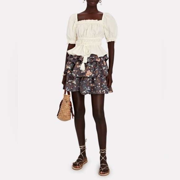 ULLA JOHNSON Alyssa Floral Tiered Mini Skirt 8 - Picture 1 of 8